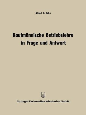 cover image of Kaufmännische Betriebslehre in Frage und Antwort